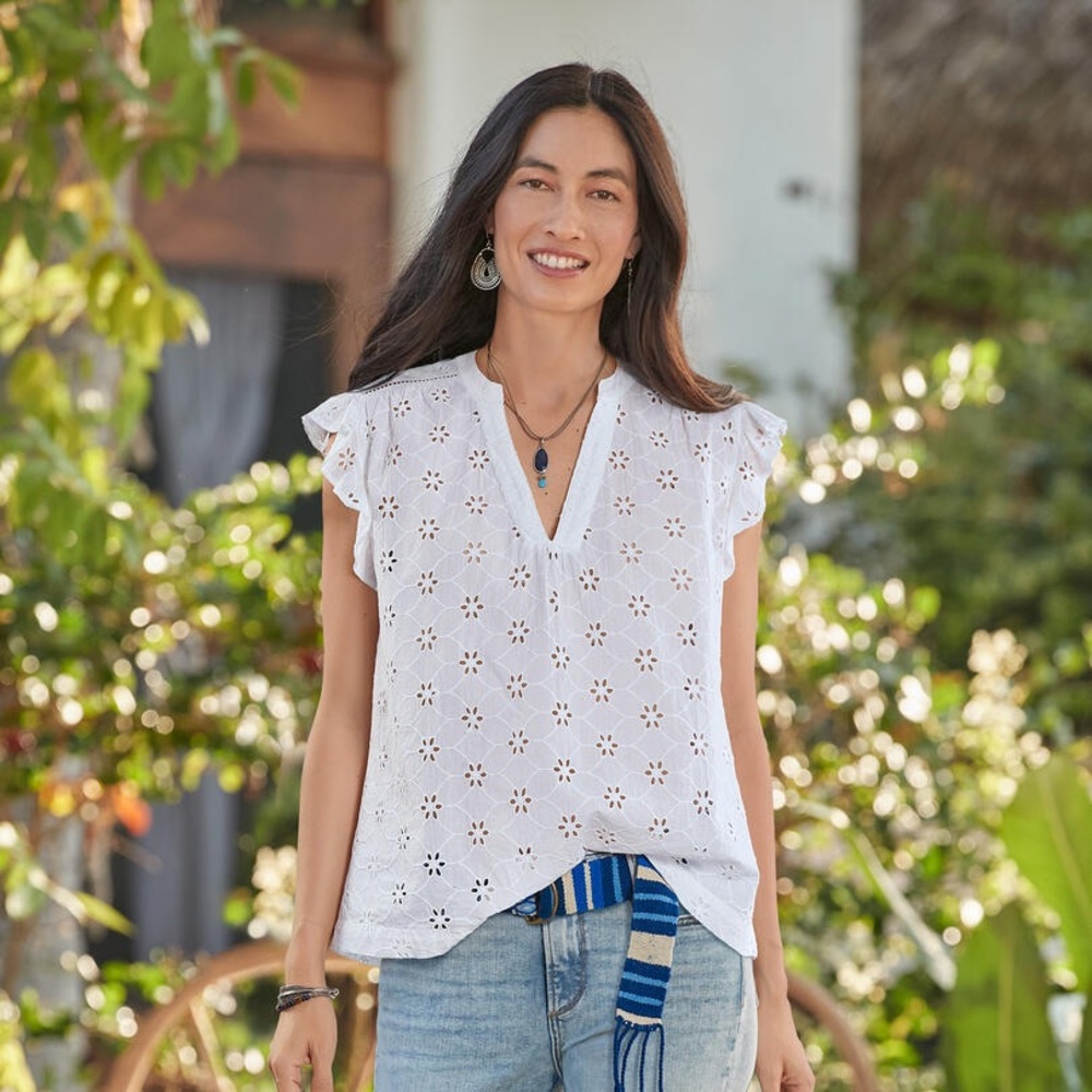 Sundance Florina Eyelet Top in White NEW